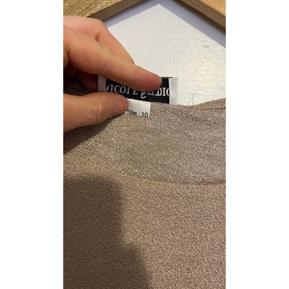 Vintage Nicole Studio Tan Short sleeve Blouse L 10 - Picture 5 of 7